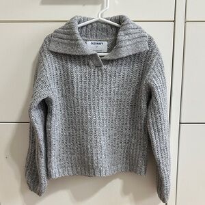 Old Navy Light Gray Cowl Neck Chunky Knit Sweater